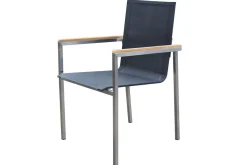Clearance Garten-Essgruppe, schwarz/graphite, Edelstahl/Glaskeramik, Tisch 200x100 cm, 6 Sessel, kratzfest Garten-Essgruppen