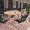 Hot Garten-Essgruppe, silber/schwarz, Edelstahl/Teak, Esstisch Ø 170 cm, 6 Freischwinger, FSC®-zertifiziertes Produkt Garten-Essgruppen|Edelstahl-Gartenmöbel