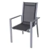 Discount Garten-Essgruppe, silber/anthrazit, Alu/Spraystone/Textilen, 160 x 95 cm, 4 Stapelsessel, 2 Klappstühle Garten-Essgruppen|Aluminium-Gartenmöbel