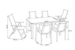 Discount Garten-Essgruppe, silber/anthrazit, Alu/Spraystone/Textilen, 160 x 95 cm, 4 Stapelsessel, 2 Klappstühle Garten-Essgruppen|Aluminium-Gartenmöbel