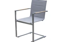 Discount Garten-Essgruppe, silber, Edelstahl/Teak, Tisch 180x90cm, 6 Sessel gepolstert Garten-Essgruppen|Edelstahl-Gartenmöbel