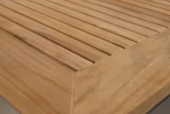 Outlet Garten-Essgruppe, silber, Edelstahl/Teak, Esstisch 200 x 90 cm, 6 Stapelstühle gepolstert Garten-Essgruppen|Edelstahl-Gartenmöbel