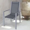 Clearance Garten-Essgruppe, silber, Alu / Spraystone / Textil, Tisch 180/280x100cm, 6 Stapelsessel Garten-Essgruppen|Aluminium-Gartenmöbel