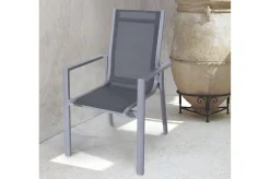 Best Garten-Essgruppe, silber, Alu / Keramik / Textil, Tisch 180/280 x 100 cm, 4 Stapelsessel, 2 Klappstühle Garten-Essgruppen|Aluminium-Gartenmöbel