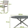 Outlet Garten-Essgruppe, silber/grau, Edelstahl/Glaskeramik/Textilene/Teak, Tisch Ø150cm, 5 Stühle, padded Garten-Essgruppen