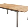 Outlet Garten-Essgruppe, silber, 200/300 x 100 cm, Edelstahl/Teak, Ausziehtisch, 6 Stühle padded, 2 Klappstühle, FSC®-zertifiziertes Produkt Garten-Essgruppen|Edelstahl-Gartenmöbel