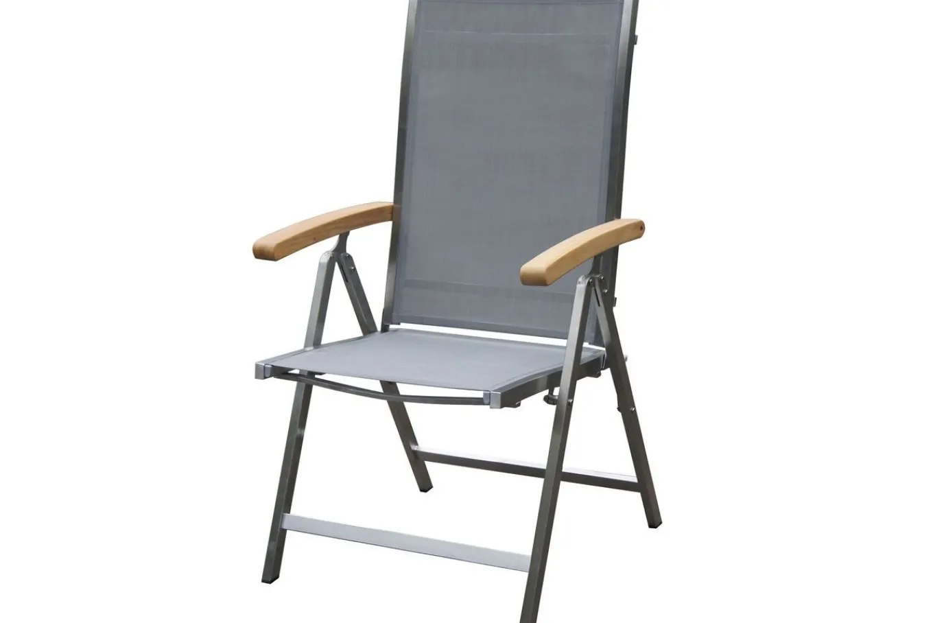 Outlet Garten-Essgruppe, silber, 200/300 x 100 cm, Edelstahl/Teak, Ausziehtisch, 6 Stühle padded, 2 Klappstühle, FSC®-zertifiziertes Produkt Garten-Essgruppen|Edelstahl-Gartenmöbel