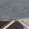 Hot Garten-Essgruppe, silber/schwarz, Edelstahl/Glaskeramik/Textilene/Teak, Tisch Ø150cm, 5 Stühle, padded Garten-Essgruppen