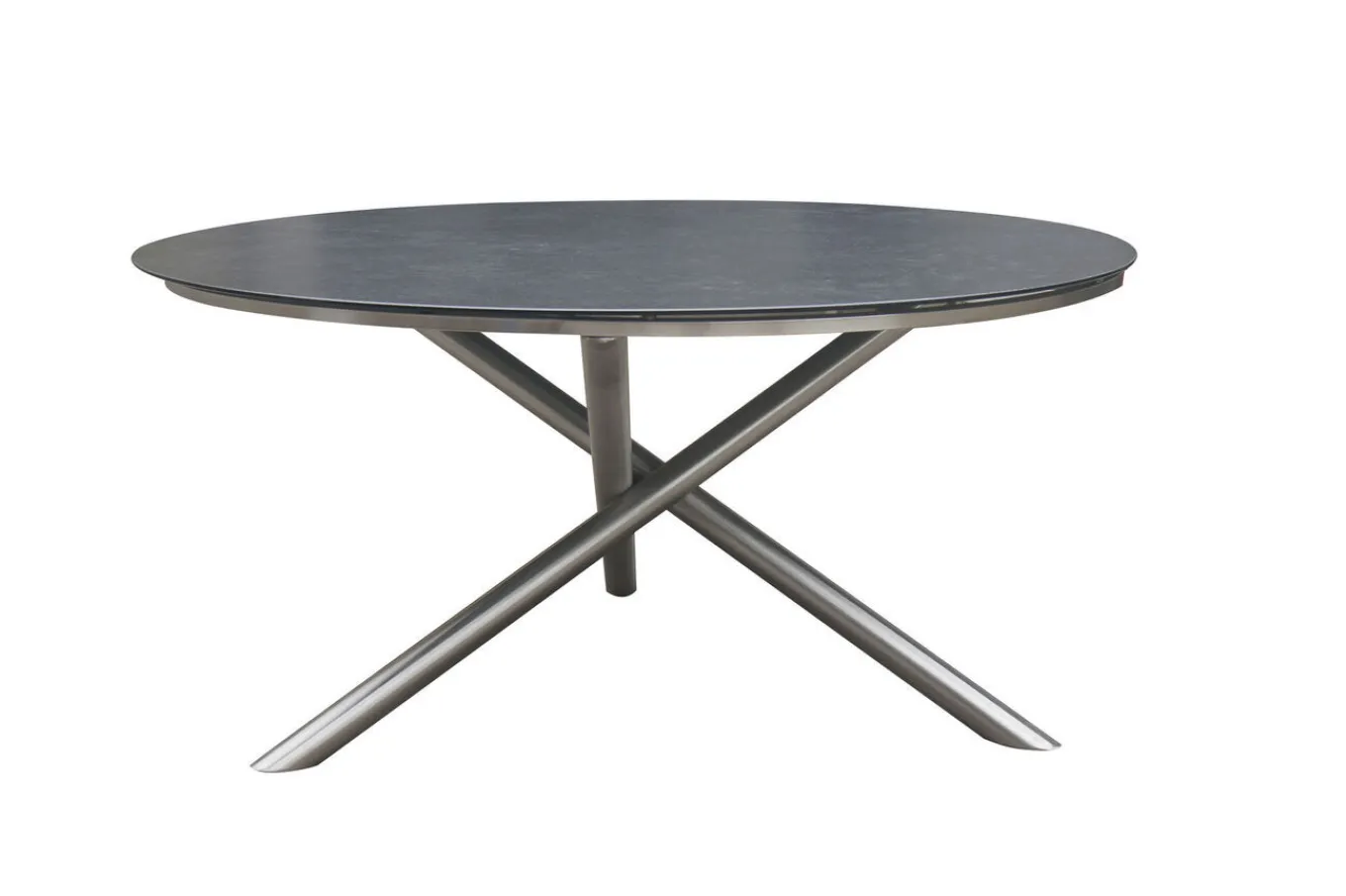 Outlet Garten-Essgruppe, silber/natur, Edelstahl/Glaskeramik/Teakholz, Tisch Ø150cm, 5 Stühle, FSC®-zertifiziertes Produkt Garten-Essgruppen
