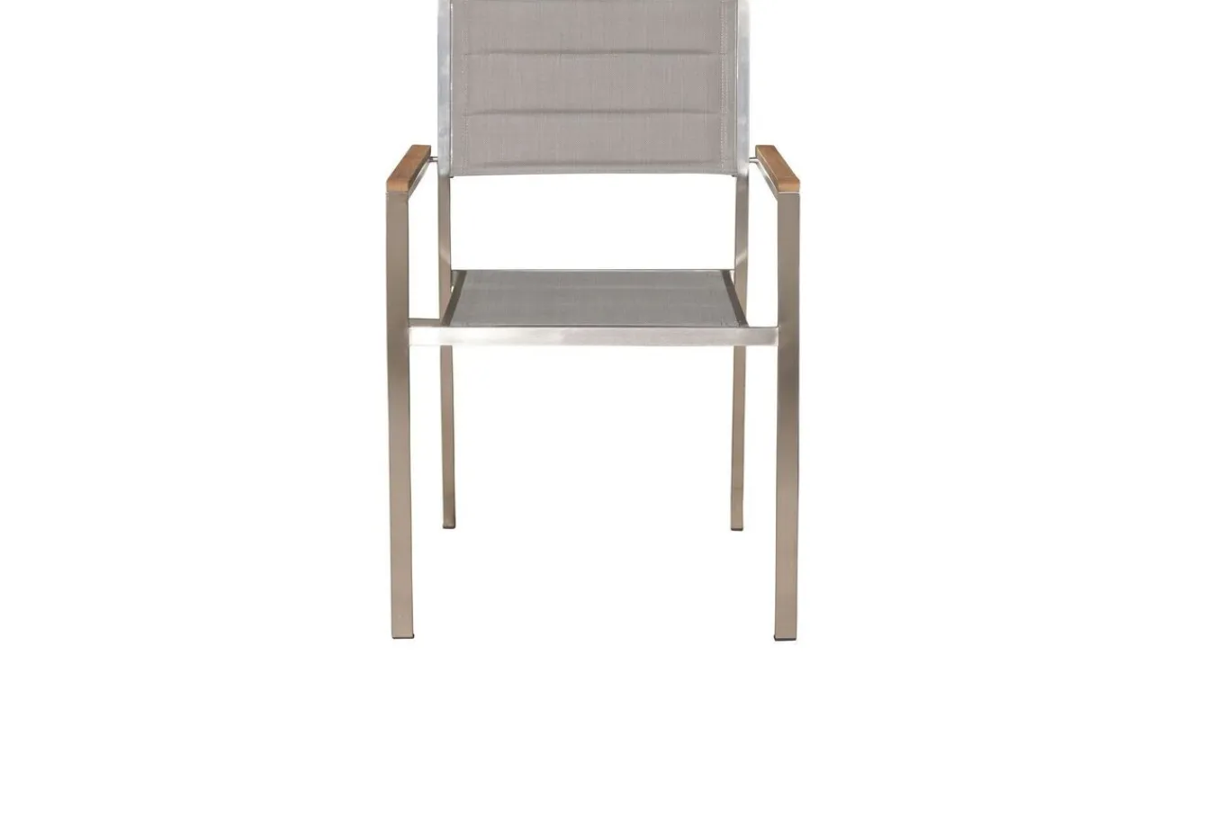 Sale Gartenessgruppe, Silber, Edelstahl/Glaskeramik, Tisch 200x100cm, 6 Stapelstühle, Bodenschoner Inklusive Garten-Essgruppen|Edelstahl-Gartenmöbel