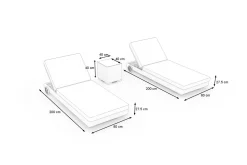 Hot Gartenliege 2er Set, desert-beige, Alu/Polyrattan, horizontal verstellbar Gartenliegen|Aluminium-Gartenmöbel