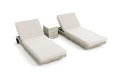 Hot Gartenliege 2er Set, desert-beige, Alu/Polyrattan, horizontal verstellbar Gartenliegen|Aluminium-Gartenmöbel