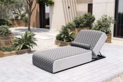 Outlet Gartenliege, hellgrau/dunkelgrau, Alu/Quick Dry Foam, inkl. Rückenkissen & verstellbarem Kopfteil Gartenliegen|Aluminium-Gartenmöbel