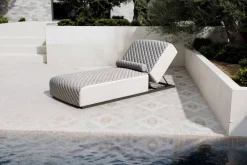 Outlet Gartenliege, hellgrau/dunkelgrau, Alu/Quick Dry Foam, inkl. Rückenkissen & verstellbarem Kopfteil Gartenliegen|Aluminium-Gartenmöbel