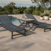 Clearance Gartenliegen-Set, anthrazit matt/schwarz, Alu/Textilene, 190 x 60 cm, inkl. höhenverstellbarer Kafeetisch , UV-beständig Gartenliegen|Aluminium-Gartenmöbel