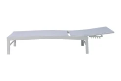 Outlet Gartenliegen-Set, creme/weiß, Aluminium, 190 x 60 cm, horizontal verstellbar, pulverbeschichtet Gartenliegen|Aluminium-Gartenmöbel