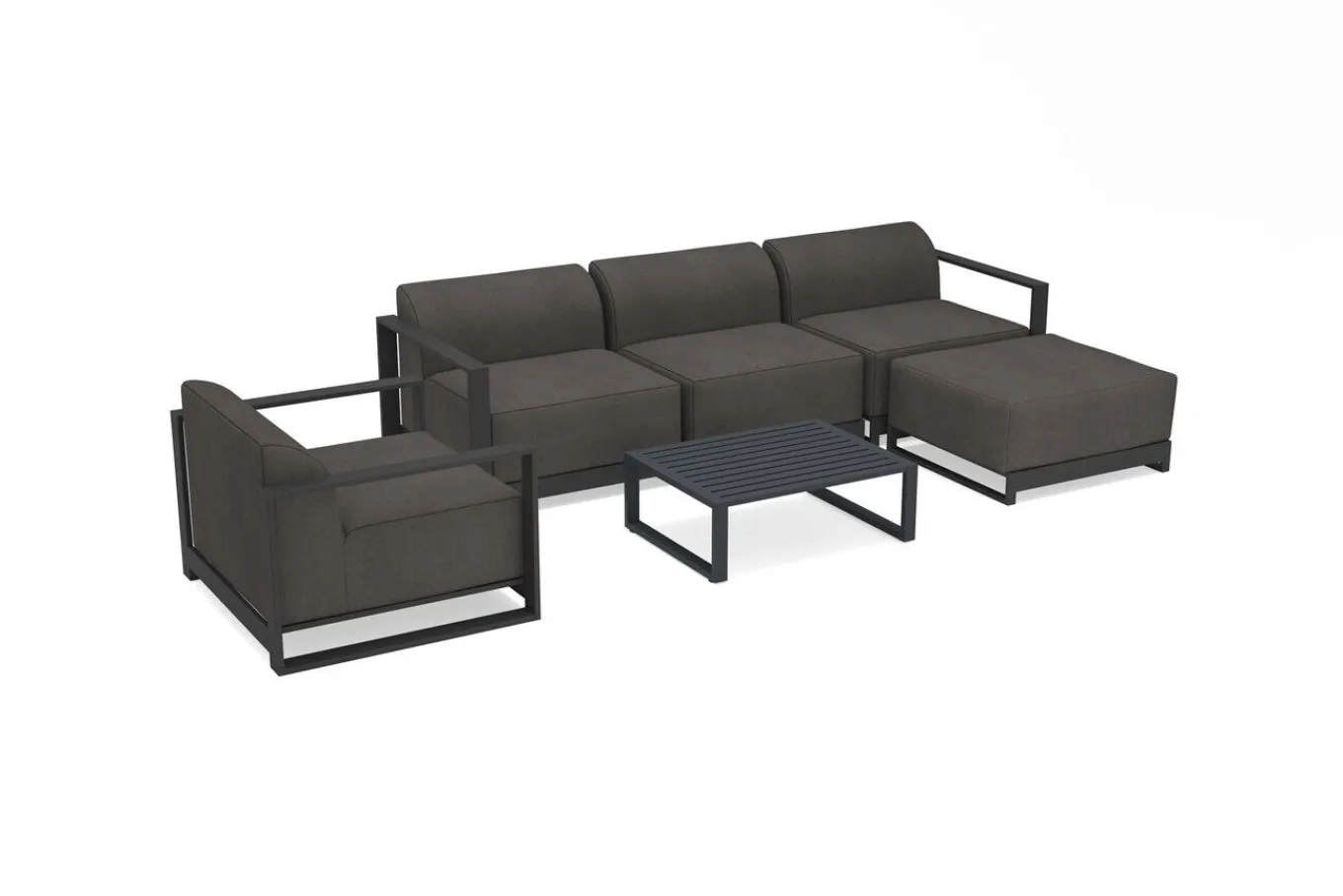 Clearance Gartenlounge, anthrazit, Aluminium/Polyester, für 5 Personen, mit Kissen Inklusive, stapelbar, UV-beständig Gartenlounge|Aluminium-Gartenmöbel