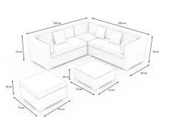 Hot Gartenlounge, braun marmoriert, 6 Pers, Polyrattan, wasserfeste Kissenbox, inkl. Beistelltisch Polyrattan-Gartenmöbel|Gartenlounge