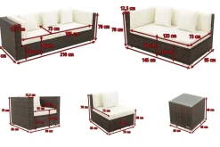 New Gartenlounge, braun marmoriert, Polyrattan, 8 Pers, wasserfeste Kissenbox Polyrattan-Gartenmöbel|Gartenlounge
