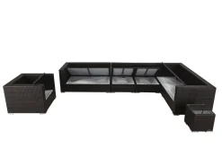 New Gartenlounge, braun marmoriert, Polyrattan, 8 Pers, wasserfeste Kissenbox Polyrattan-Gartenmöbel|Gartenlounge