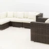 Gartenlounge, braun marmoriert, Polyrattan, 5 Pers, wasserfeste Kissenbox Polyrattan-Gartenmöbel|Gartenlounge