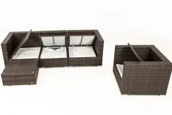 Gartenlounge, braun marmoriert, Polyrattan, 5 Pers, wasserfeste Kissenbox Polyrattan-Gartenmöbel|Gartenlounge