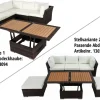 Outlet Gartenlounge, braun marmoriert, Polyrattan, inkl. Loungetisch, für 5 Personen, wasserfeste Kissenbox Polyrattan-Gartenmöbel|Gartenlounge