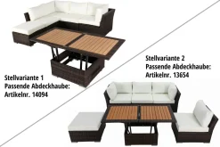 Outlet Gartenlounge, braun marmoriert, Polyrattan, inkl. Loungetisch, für 5 Personen, wasserfeste Kissenbox Polyrattan-Gartenmöbel|Gartenlounge
