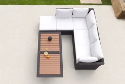 Outlet Gartenlounge, braun marmoriert, Polyrattan, inkl. Loungetisch, für 5 Personen, wasserfeste Kissenbox Polyrattan-Gartenmöbel|Gartenlounge