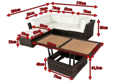 Outlet Gartenlounge, braun marmoriert, Polyrattan, inkl. Loungetisch, für 5 Personen, wasserfeste Kissenbox Polyrattan-Gartenmöbel|Gartenlounge