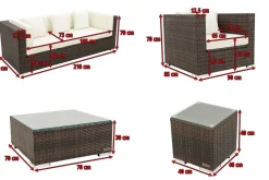 Discount Gartenlounge, braun marmoriert, Polyrattan, 6 Pers, wasserfeste Kissenbox, inkl. Beistelltisch Polyrattan-Gartenmöbel|Gartenlounge
