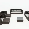 Sale Gartenlounge, braun marmoriert, Polyrattan, 9 Pers, wasserfeste Kissenbox, inkl. Beistelltisch Polyrattan-Gartenmöbel|Gartenlounge