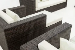 Sale Gartenlounge, braun marmoriert, Polyrattan, 9 Pers, wasserfeste Kissenbox, inkl. Beistelltisch Polyrattan-Gartenmöbel|Gartenlounge