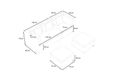 New Gartenlounge, braun marmoriert, 5 Pers, Polyrattan, wasserfeste Kissenbox Polyrattan-Gartenmöbel|Gartenlounge