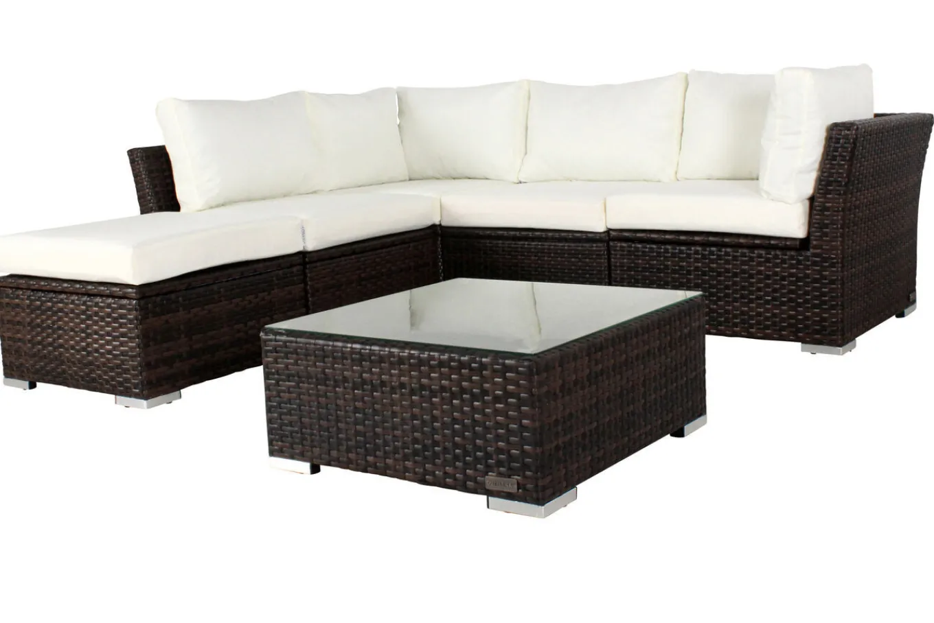 Gartenlounge, braun marmoriert, Polyrattan, inkl. Kaffeetisch, für 5 Personen, wasserfeste Kissenbox Polyrattan-Gartenmöbel|Gartenlounge