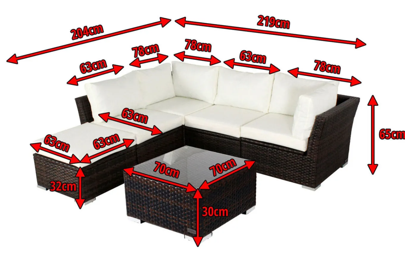 Gartenlounge, braun marmoriert, Polyrattan, inkl. Kaffeetisch, für 5 Personen, wasserfeste Kissenbox Polyrattan-Gartenmöbel|Gartenlounge