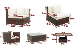 Online Gartenlounge, braun marmoriert, Polyrattan, 5 Pers, wasserfeste Kissenbox, inkl. Loungetisch Polyrattan-Gartenmöbel|Gartenlounge