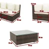 Online Gartenlounge, braun marmoriert, 5 Pers, Polyrattan, wasserfeste Kissenbox, inkl. Beistelltisch Polyrattan-Gartenmöbel|Gartenlounge