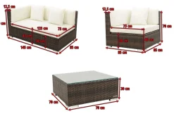 Online Gartenlounge, braun marmoriert, 5 Pers, Polyrattan, wasserfeste Kissenbox, inkl. Beistelltisch Polyrattan-Gartenmöbel|Gartenlounge