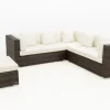 Clearance Gartenlounge, braun marmoriert, 6 Pers, Polyrattan, wasserfeste Kissenbox Polyrattan-Gartenmöbel