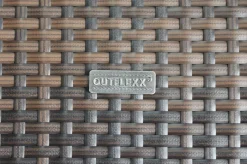 Clearance Gartenlounge, braun marmoriert, 6 Pers, Polyrattan, wasserfeste Kissenbox Polyrattan-Gartenmöbel