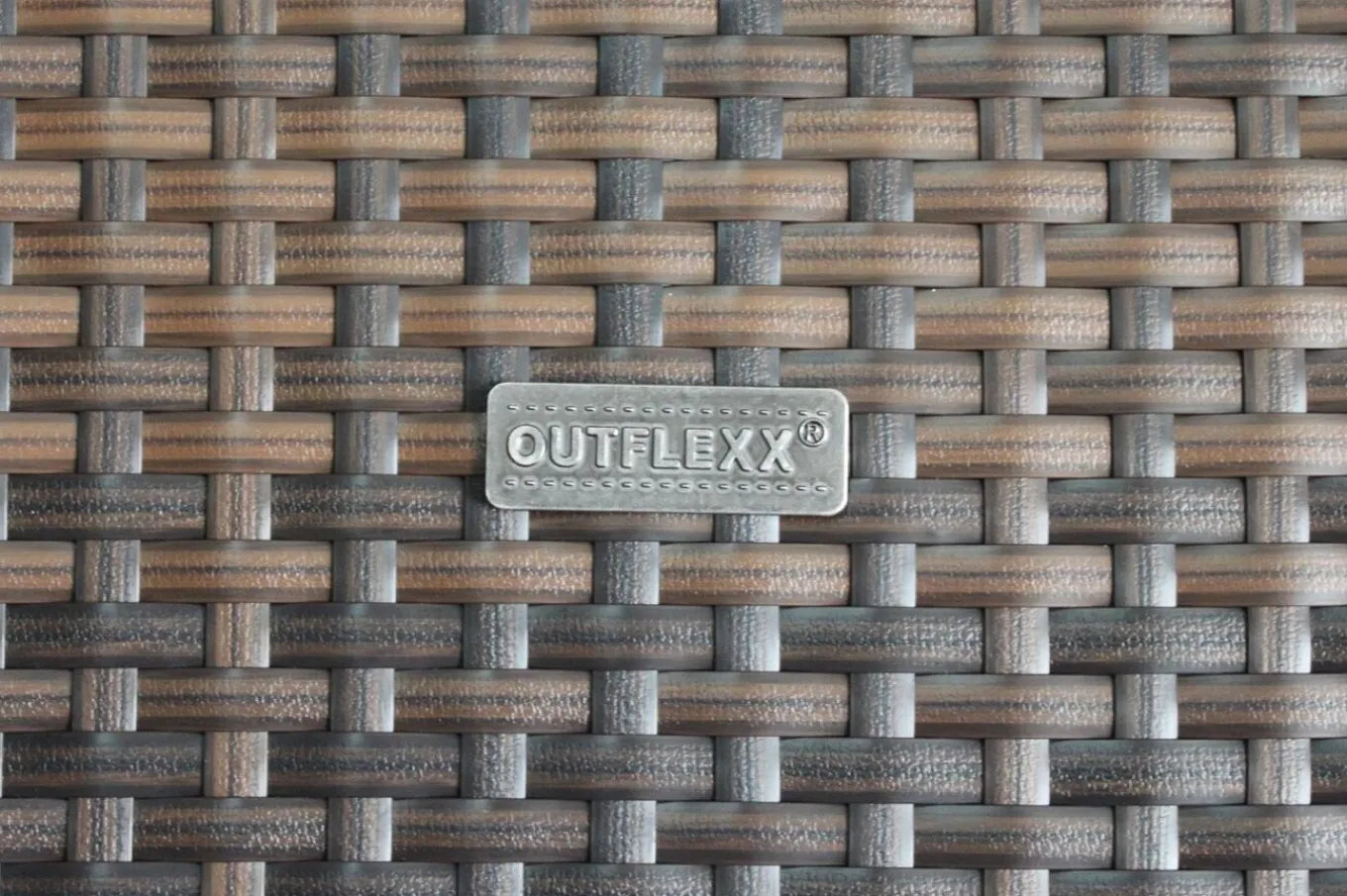 Clearance Gartenlounge, braun marmoriert, 6 Pers, Polyrattan, wasserfeste Kissenbox Polyrattan-Gartenmöbel