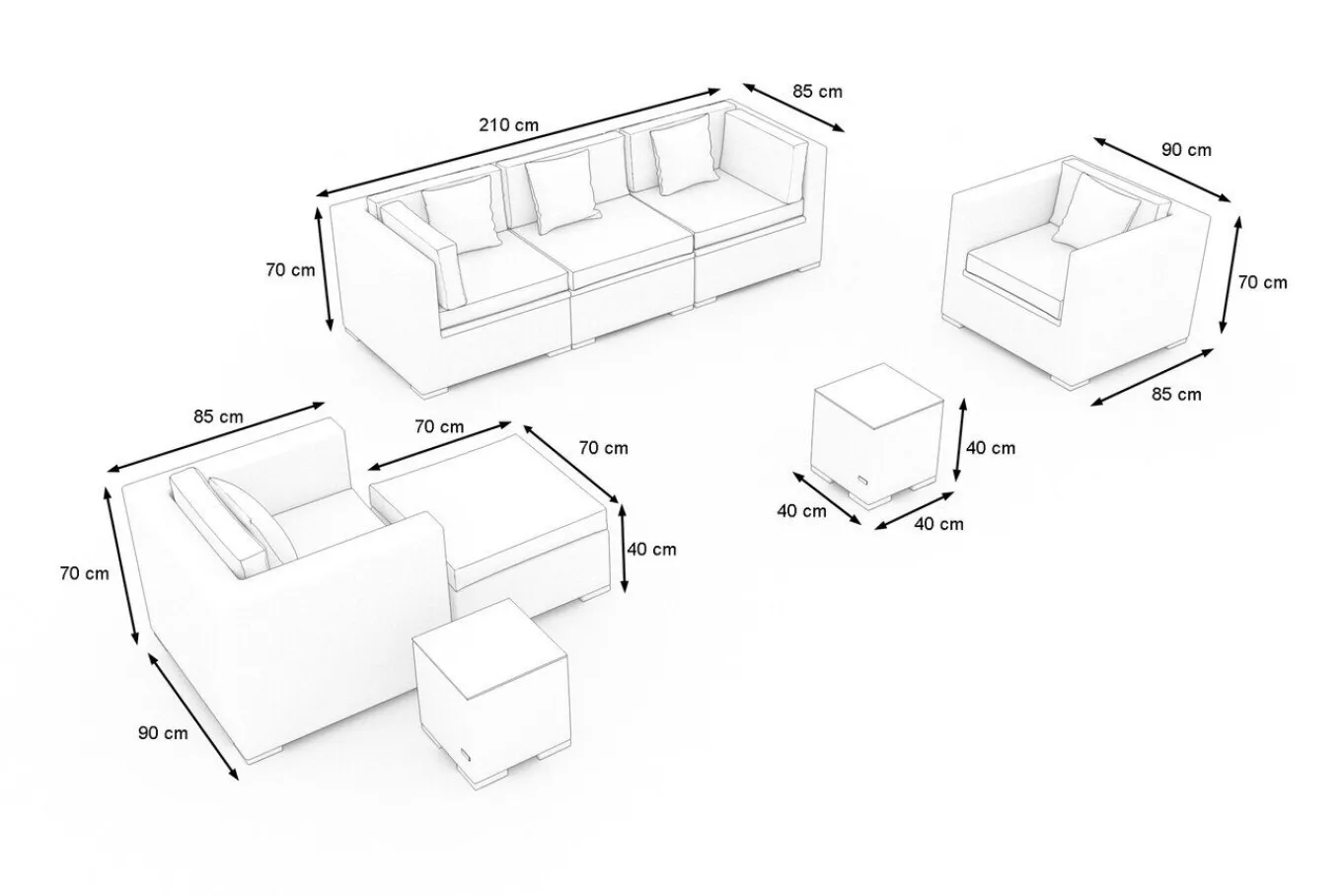 Online Gartenlounge, creme/weiß, schwarz, Polyrattan, für 6 Personen, wasserfeste Kissenbox Polyrattan-Gartenmöbel|Gartenlounge