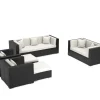 New Gartenlounge, creme/weiß, schwarz, Polyrattan, für 9 Personen, wasserfeste Kissenbox Polyrattan-Gartenmöbel|Gartenlounge