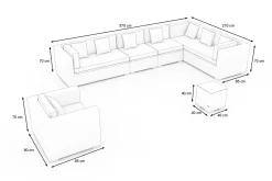 Hot Gartenlounge, creme/weiß, schwarz, Polyrattan, für 8 Personen, wasserfeste Kissenbox Polyrattan-Gartenmöbel|Gartenlounge