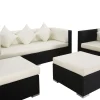 Outlet Gartenlounge, creme/weiß, schwarz, Polyrattan, für 6 Personen, inkl. Kaffeetisch, wasserfeste Kissenbox Polyrattan-Gartenmöbel|Gartenlounge