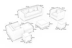 Outlet Gartenlounge, creme/weiß, schwarz, Polyrattan, für 6 Personen, inkl. Kaffeetisch, wasserfeste Kissenbox Polyrattan-Gartenmöbel|Gartenlounge