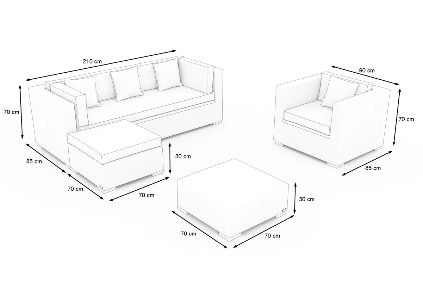 Gartenlounge, creme/weiß, schwarz, Polyrattan, für 5 Personen, inkl. Kaffeetisch, Kissenboxfunktion Polyrattan-Gartenmöbel|Gartenlounge