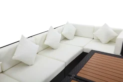 Sale Gartenlounge, creme/weiß, schwarz, Polyrattan, für 8 Personen, inkl. Loungetisch, wasserfeste Kissenbox Polyrattan-Gartenmöbel|Gartenlounge