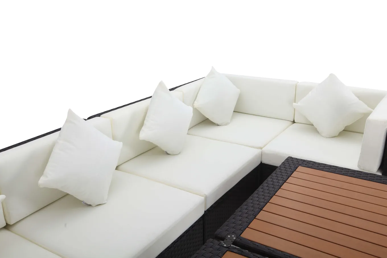 Sale Gartenlounge, creme/weiß, schwarz, Polyrattan, für 8 Personen, inkl. Loungetisch, wasserfeste Kissenbox Polyrattan-Gartenmöbel|Gartenlounge